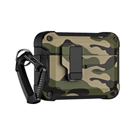 Ephoou Funda para Airpods Pro 2nd Gen 2023/2022/2019 con Bloqueo, Armadura Resistente Camuflaje Militar Rígida Protectora [LED Frontal Visible] Auriculares para Airpods Pro 2nd Generación -Green