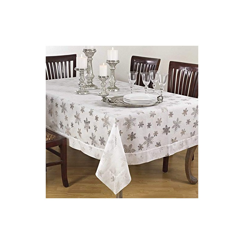 Fennco Styles Burnout Snowflake Holiday Tablecloth