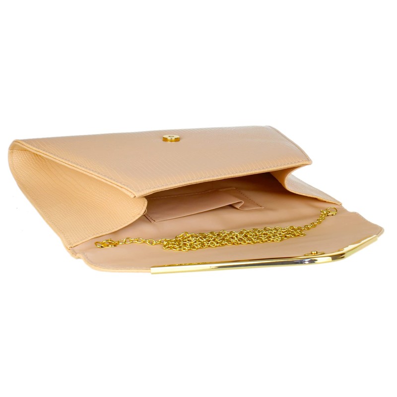Girly Handbags Oversized Crocodile Style Clutch Bag, Naked