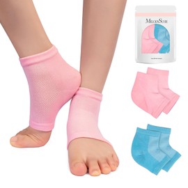 MelodySusie Moisturizing Heel Socks for Cracked Heel Treatment, Universal Style,Suitable for Home and Salon Use,Size Regular,Pink and Blue,2 Pairs