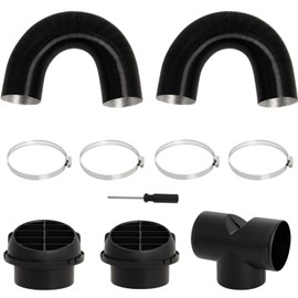 Gekufa Diesel Heater Ducting 75mm Car Air Heater Set T Piece Diesel Heater Exhaust Pipe Warm Air Outlet Vent 2Pcs 75mm Mushroom Head Tuyere 4 Clips with Screwdriver