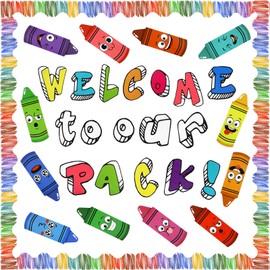 NEWEST 79 Pieces Back to School Bulletin Board Decorations, Welcome to Our Pack Crayon Cutouts with Border Trims Colorful Crayon Themed Cutouts for First Day of School Classroom Bulletin Boards