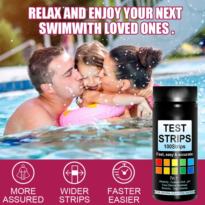 100pcs PH Test Strip 7 in 1 Pool Water Test