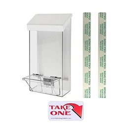 Marketing Holders Outdoor Brochure Holder Box Clear with White Lid Holds 4" x 9" Tri Folds Realestate Sheets Pamphlets Menus for Sign Store Front Display Take One Caddy