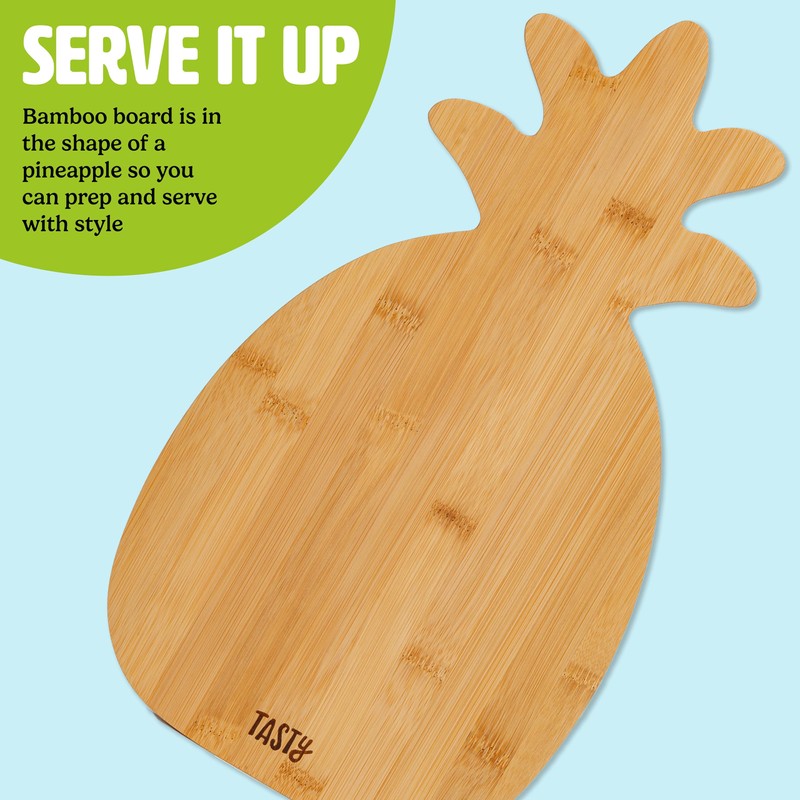 Tasty Pineapple Slicer and Bamboo Board Set, Cores and Slices