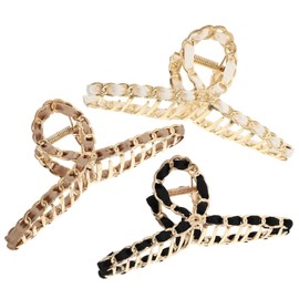 Healvian 3pcs Vintage Metal Hairpin Claw Clip for Women Thick Hairclip Ponytail Holder Hairstyle Hair Clips Random Color