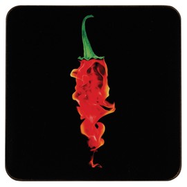 Premier Housewares Flaming Chilli Cork Coasters, 10 x 10 cm - Set of 4