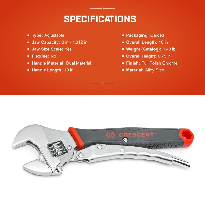 Crescent 10" Locking Adjustable Dual Material Wrench - ACL10VS