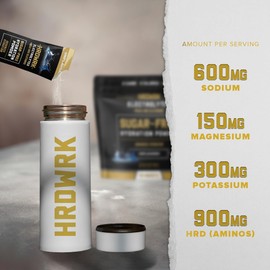 HRDWRK Electrolytes Powder Packets with Magnesium, Potassium Sodium, Keto Hydration Packets - BCAA Electrolyte Powder Packets with Glutamine, 30 Electrolytes Powder Packets Sugar Free (Unflavored)