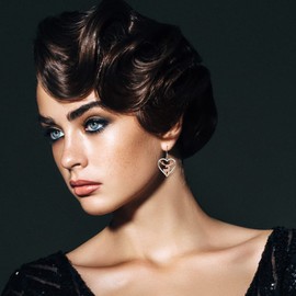 Christmas Reindeer Heart Earrings Sterling Silver Deer Dangle Drop Earrings for Women Cartilage Diamond Piercing Weird Funny Holiday Gift