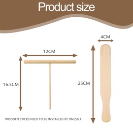 4-Piece Wooden Crepe Spreader Set with Spatula and 3 T-Shaped Spreaders - Natural Wood Kitchen Tools for Home Chefs, Restaurants - Effortless Spreading and Flipping for Good Breakfast Crepes