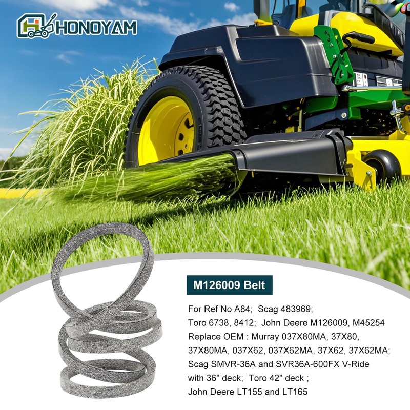 Honoyam M126009 Mower Deck Belt 1/2" x 86.4" Replacement for