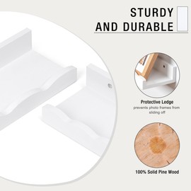 Fun Memories Picture Ledge Shelf for Wall, 36 inch Pine Wood Nursery Book Shelves Set of 2- Wall Book Shelves for Kids Room, Home Decor - Kitchen Spice-White