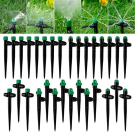 30Pcs Drip Irrigation Emitters Sprayer with Lock Barbed for 1/4" Drip Irrigation Tubing Leak-Proof Adjustable Micro Spray Irrigation Drippers for (4-7mm) Garden Irrigation System (30PCS Mix Emitters)