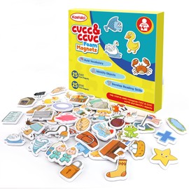 Kasfalci CVCC & CCVC Word Games, 50 Magnetic Foam Objects Fridge Magnets for Kids, Speech Therapy Toys for Toddler, Learn to Read Spelling Reading Learning Phonics for Preschool Kindergarten Classroom