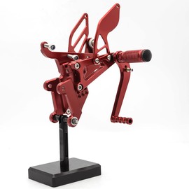 PROCNC Aluminum Billet Adjustable Motorcycle Footrests Rearsets Foot Pegs Fit for Yamaha YZF R6 2003 2004 2005 (Red)