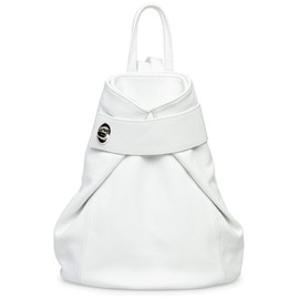 Caspar Large Women's Leather Backpack Elegant City Backpack - Classic Line - Model No.790 - Made in Italy, White