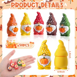 DoubleFill 50 Pcs Thanksgiving Pumpkin Gnomes Figures Fall Autumn Gnomes Figurines Decorations for Fall Table Decor Tiered Tray Table Centerpieces Harvest Party Favors Gift to Hide and See