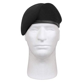 Rothco Pre-Shaved Inspection Ready Beret - Rugged Wool Hat - Ready for Duty, Black, 7 1/2