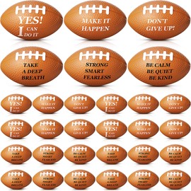 Blulu 30 Pcs Sports Balls for Kids with Motivational Quotes Mini Stress Balls for Kids Adults Bulk Foam Squeeze Balls for Themed Party Favors Decoration Anxiety Relief Relaxation (Football Style)