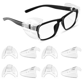 COMNICO 4 Pairs Safety Glasses Side Shields Flexible Slip on Clear Shields for Prescription Eye Glasses, Fits Small to Large Eyeglasses Universal