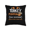 Turkey: Turkey Pumpkin Pie Stuffing Mashed P... Thanksgiving Throw Pillow