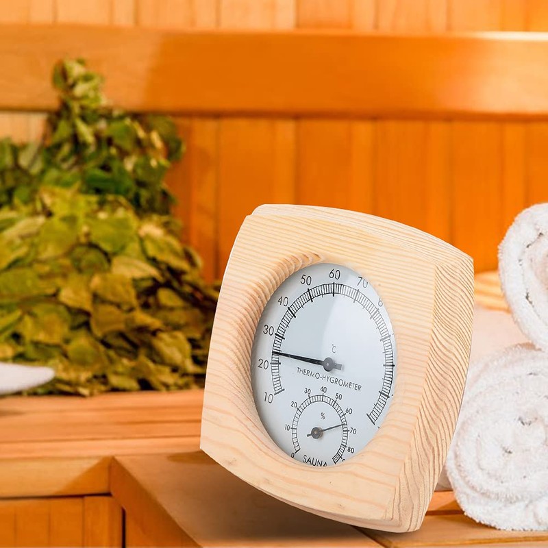 Sauna Thermometer/Hygrometer, Analog Hygrometer, Wall Mounted, High Precision, Easy to