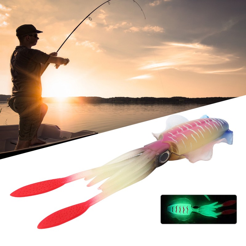 PVC Artificial Simulation Soft Squid Jig Shape Luminous Lure Fish