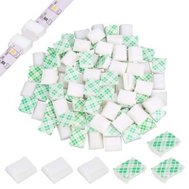 PETKNOWS 120 PCS Light Strip Mounting Clips White Self Adhesive Led Light Fasteners Mounting Holder Cable Clamp Organizer for 8mm Light Strip (8mm)