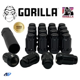 Gorilla Automotive 24pc Gorilla 6 Spline Tuner Acorn Lug Nuts 12x1.5 Black Lugs W/key Fit Toyota