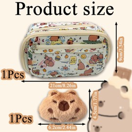 JISRKP Capybara Pencil Case, Multi-Layer Large Capacity Stationery Bag, Transparent Cute Capy-bara Pencil Pouch with Compartments, Large Capacity Multi-Layers Pen Case Cute Stationery School Supplies