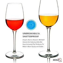 MICHLEY Unbreakable Red Wine Glasses, 100% Tritan Plastic Shatterproof Wine Goblets, BPA-free, Dishwasher-safe 12.5 oz, Set of 2