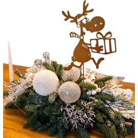 Funny Reindeer Christmas Rust Stake 32 cm x 9 cm Garden Stake Metal Advent