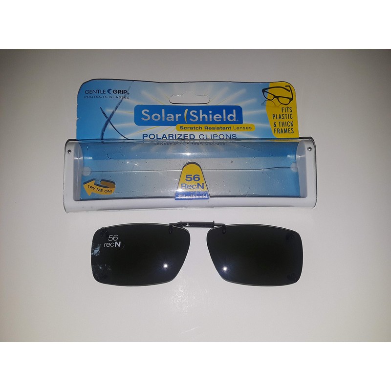 Solar Shield Polarized 56 Rec N Clip-on Frameless Gray …