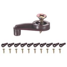 M METERXITY 100 Pack Glass Retainer Clips, Offset 4mm Plastic Glass Panel Retainer Clips Bracket Screen Door Clips W Screws for Fixing Mirror/Glass/Cabinet/Doors/Windows [Cylindrical, Brown]