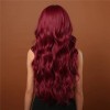 Peluca Rojo Para Mujer Larga Ondulada Flequillos Natural