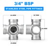ERGAOBOY 1 Piece 3/4" BSP 5 Way Stainless Steel Cross