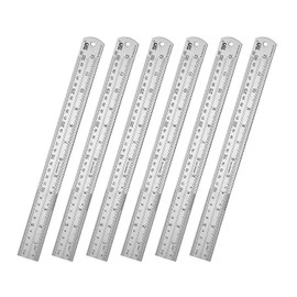 Classic Ruler 12 Inch Stainless Steel Ruler Straight Edge Metal Rulers for Measuring Tool 6 Pack Set