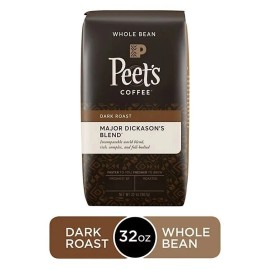Peet's Coffee 2 Packs Peet's Coffee Major Dickason's Blend Deep Roast, Whole Bean, 32 oz. each