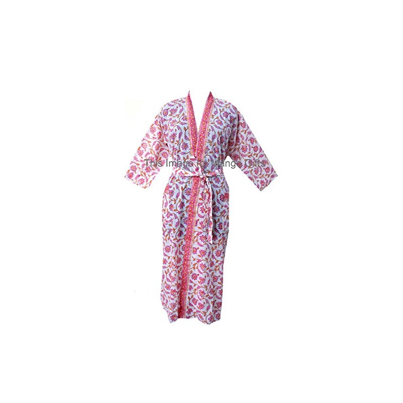 Mango Gifts 100% Cotton Hand Block Print Bathrobe Women Cover
