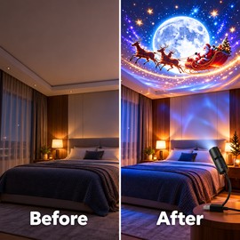 Christmas LED Projector Light – Adjustable Santa Claus and Christmas Tree Night Light with 24 Projection Patterns