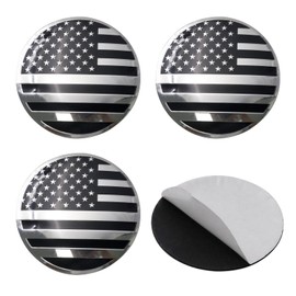 4PCS 80mm Silver and Black US Flag Logo Aluminum Metal Wheel Center Cap Circular Stickers for Rims Wheels Accessories Hub Cap Decals for Car Truck SUV