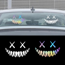 JRYGAC Pack of 2 Reflective Rear Window Stickers, Devil Smiles Car Sticker, Waterproof Car Sticker, 20 cm Sticker Car Tuning, Windscreen Sticker for Car, Motorcycles