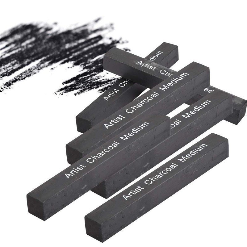 Compressed Charcoal Sticks for Drawing, 6 PCs Break-Resistant Sketch Charcoal