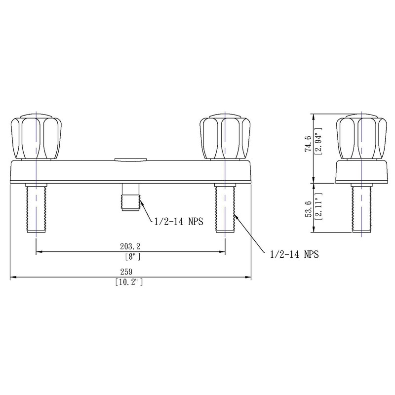 Laguna Brass 3320ACP Mobile Home Two Handle Non-Metallic Shower Diverter,