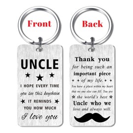 Gezxin Fathers Day Keyring Gifts for Uncle- Thank You Uncle Birthday Keyring- Christmas Xmas Valentines Easter Thanksgiving