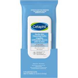 Cetaphil Gentle Skin Cleansing Cloths - Face and Body Wipes - Removes Dirt, Oil and Makeup - Non Irritating, For Sensitive Skin - Dermatologist Recommended, 25-Count