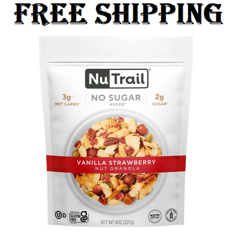 NuTrail Nut Granola Cereal, Vanilla Strawberry, No Sugar Added, Keto,