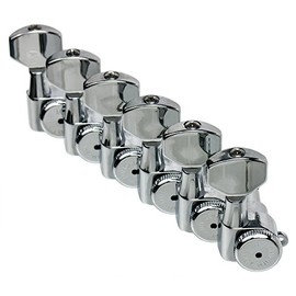 Hipshot CHROME 6-InLine Grip-Lock Non-Staggered Vintage Post Guitar Tuners w/UMP