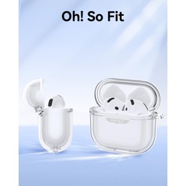 RAPTIC Airbag Designed for AirPods 4 Case, Compatible with MagSafe, Stylish & Soft Rubber Texture with Removable Carabiner, Durable Wireless Charging Compatible Case, Crystal Clear